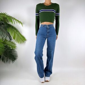Women's Vintage 80s 90s High Casual Waisted Bootcut Mid Wash Denim Mom Jeans / 0